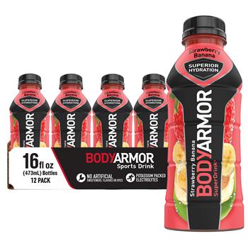 Body Armor Sports Drink, Strawberry Banana, 16 oz., 12/Pack