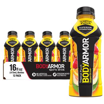 Body Armor Sports Drink, Tropical Punch, 16 oz., 12/Pack
