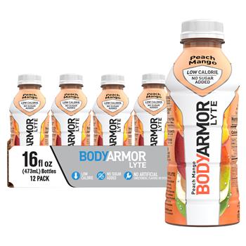 Body Armor LYTE Sports Drink, Peach Mango, 16 oz., 12/Pack