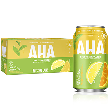 Aha Citrus + Green Tea Flavored Sparkling Water, 12 oz., 8/PK