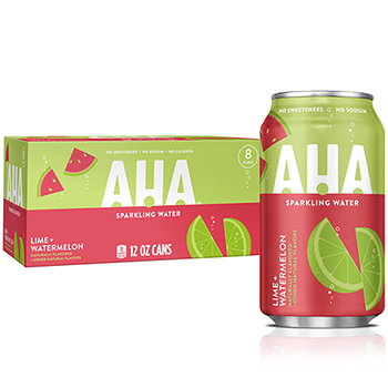 Aha Lime + Watermelon Flavored Sparkling Water, 12 oz., 8/PK