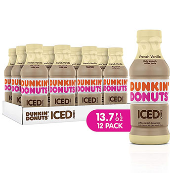 Dunkin&#39; Donuts Iced Coffee, French Vanilla, 13.7 oz., 12/PK