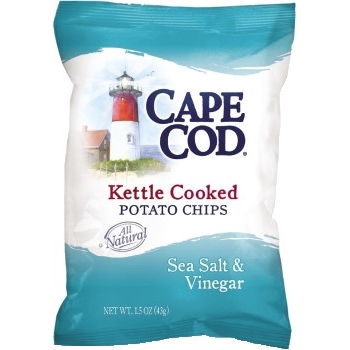 Cape Cod Kettle Cooked Sea Salt &amp; Vinegar Potato Chips, 1.5 oz., 42/CS