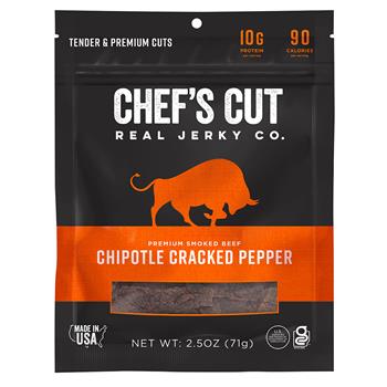 Chef&#39;s Cut Jerky Steak, Chipotle Cracked Pepper, 2.5 oz, 8/Case