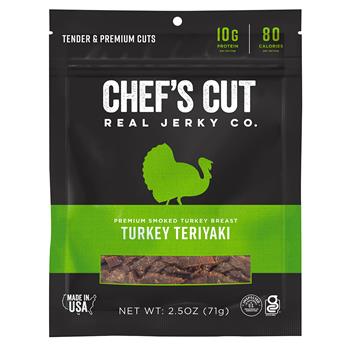 Chef&#39;s Cut Jerky Turkey, Smoked Teriyaki, 2.5 oz, 8/Case