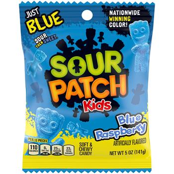 Sour Patch Blue Raspberry Soft and Chewy Candy, 5 oz , 12/Case