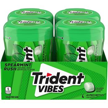 Trident Vibes Spearmint Rush Gum Bottles, 40 Pieces/Pack, 4/Pack, 6/Box
