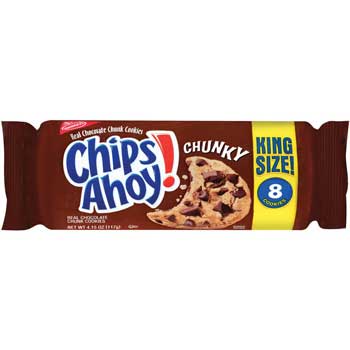Nabisco Chips Ahoy&#174; Cookies, Chunky King Size, 4.15 oz., 8/BX