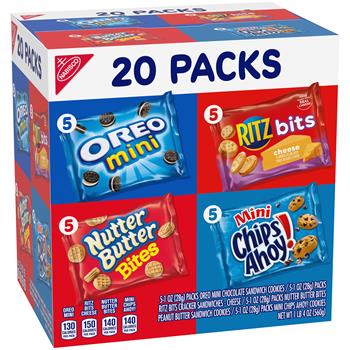 Nabisco&#174; Variety Pack Cookies, Assorted, 20 oz, 15 Packs/Box, 4/Box