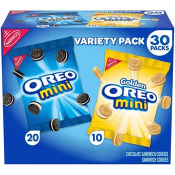Oreo Mini Mix Sandwich Cookies Variety Pack, Assorted Flavors, 1.5 oz, 30/Pack