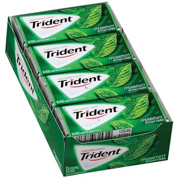 Trident Spearmint Gum, 12/BX