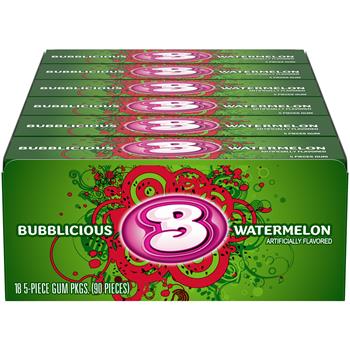 Bubblicious Watermelon Gum, 18 Packs/Case, 8/Box