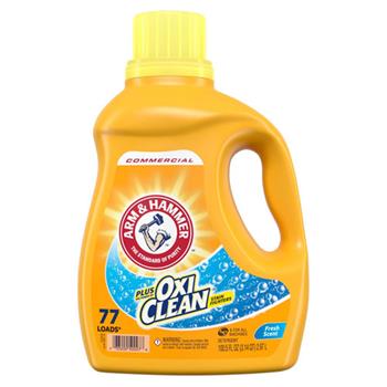 Arm &amp; Hammer OxiClean Concentrated Liquid Laundry Detergent, 100.5 oz Bottle, 4 Bottles/Carton