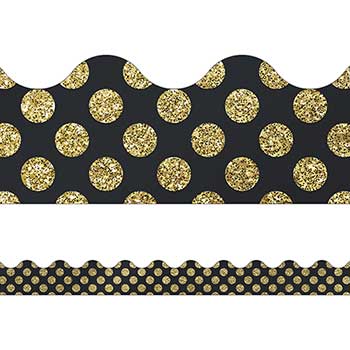Carson-Dellosa Publishing Sparkle and Shine Gold Glitter Dots Scalloped Borders