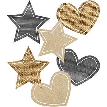 Schoolgirl Style Simply Stylish Burlap Stars and Hearts Cut-Outs