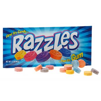 Razzles Original Candy, 1.41 oz., 24/BX, 12 BX/CS