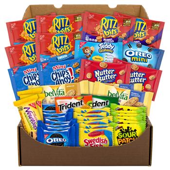 Mondelez Cookies, Crackers, Candy and Gum Snacks/Treats Variety Care Package, 40/Box