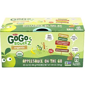 Materne GoGo Squeez Organic Applesauce On-The-Go Variety, 3.2 oz., 20/PK