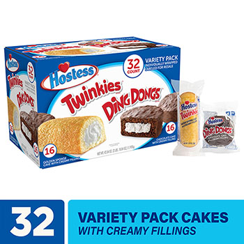 Hostess Twinkies And Ding Dongs Variety Pack, 1.31oz, 32 Count