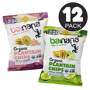Barnana Chip Variety Pack, Himalayan Sea Salt and Lime Plantain Chips, 2 oz, 12/Pack