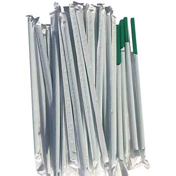 Cell-O-Core Wrapped Compostable Green Straw, 7.75&quot;, 12000/CT