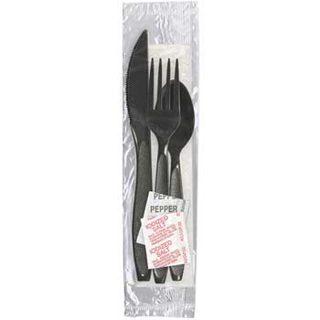 Chef&#39;s Supply Black Cutlery Kit, 6 Pieces, 250/CT