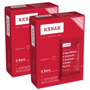 RX Bar Strawberry Protein Bars, 1.83 oz, 5 Bars/Pack, 2 Packs
