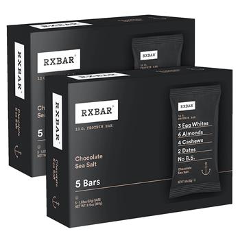 RX Bar Chocolate Sea Salt Protein Bars, 1.83 oz, 5 Count, 2/Pack