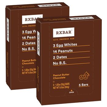 RX Bar Peanut Butter Chocolate Protein Bars, 1.83 oz, 5 Count, 2/Pack