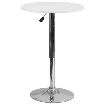 Flash Furniture Round Adjustable Height White Wood Table, 26.25&#39;&#39; - 35.75&quot; H x 23.75&quot; D