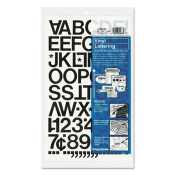 Chartpak Press-On Vinyl Letters &amp; Numbers, Self Adhesive, Black, 1&quot;h, 88/Pack