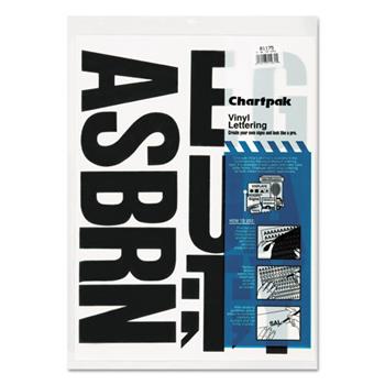 Chartpak Press-On Vinyl Uppercase Letters, Self Adhesive, Black, 4&quot;h, 58/Pack