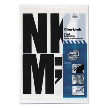 Chartpak Press-On Vinyl Uppercase Letters, Self Adhesive, Black, 6&quot;h, 38/Pack