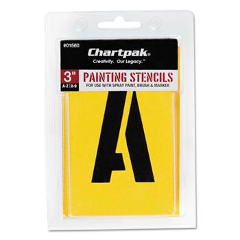 Chartpak Painting Stencil Set, A-Z Set/0-9, Manila, 35/Set