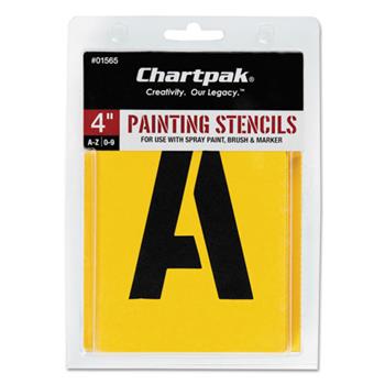Chartpak Painting Stencil Set, A-Z Set/0-9, Manila, 35/Set