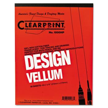 Chartpak Design Vellum Paper, 16 lb, 8.5&quot; x 11&quot;, White, 50 Sheets/Pad