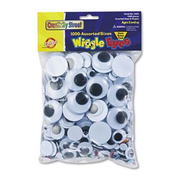 Creativity Street Wiggle Eyes Classroom Pack, Assorted Sizes, Assorted Colors, 1000/Pack