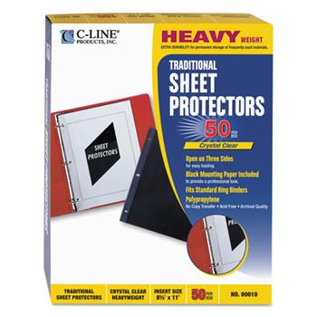 C-Line Traditional Polypropylene Sheet Protector, Heavyweight, 11 x 8 1/2, 50/BX