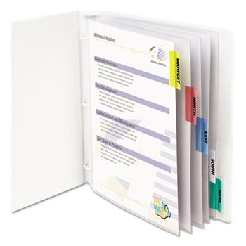 C-Line Sheet Protectors with Index Tabs, Assorted Color Tabs, 2&quot;, 11 x 8 1/2, 5/ST