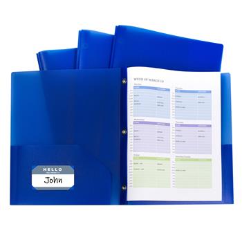 C-Line Two-Pocket Heavyweight Poly Portfolio Folder with Prongs, Blue, 10/CT