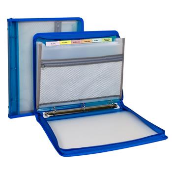 C-Line Zippered Binder with Expanding File, 10.88&quot; x 1.5&quot;, Bright Blue