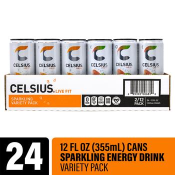 Celsius Essential Energy, Orange and Kiwi Guava, 12 oz, 24/Case