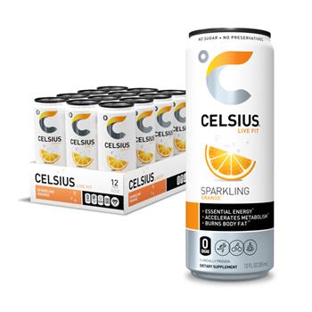 Celsius Sparkling Orange Energy Drink, 12oz, 12/CS