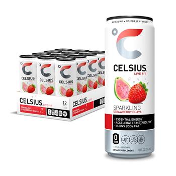 Celsius Sparkling Strawberry Guava Drink, 12oz, 12/CS