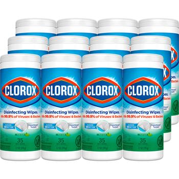 Clorox Disinfecting Wipes, Fresh Scent, 35 Wipes/Canister, 12 Canisters/Carton