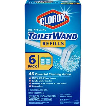 Clorox&#174; ToiletWand Disinfecting Refills, Disposable Wand Heads, 6/Pack, 8 Packs/Carton