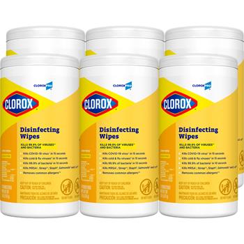 CloroxPro Disinfecting Wipes, Lemon Fresh Scent, 75 Wipes/Canister, 6 Canisters/Carton