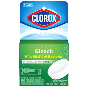 Clorox&#174; Ultra Clean Toilet Tablets Bleach, 3.5 oz, 2 Tabs/Pack, 6 Packs/CT