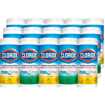 Clorox Disinfecting Wipes Value Pack, 35 Wipes/Canister, 5 Canisters/Pack, 3 Packs/Carton