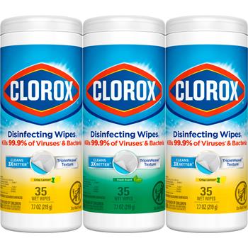 Clorox Disinfecting Wipes Value Pack, 35 Wipes/Canister, 3 Canisters/Pack